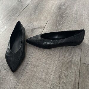 M. Gemi Serafina Black Croc Embossed Leather Flat